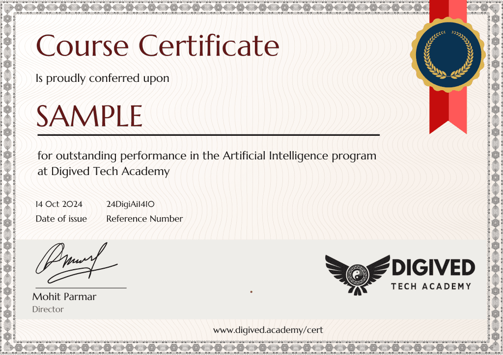 Black Border Certificate of Completion Digived Academy