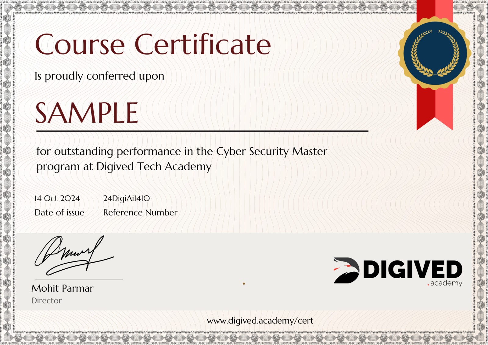 Digived Certficate cyber security Digived Academy